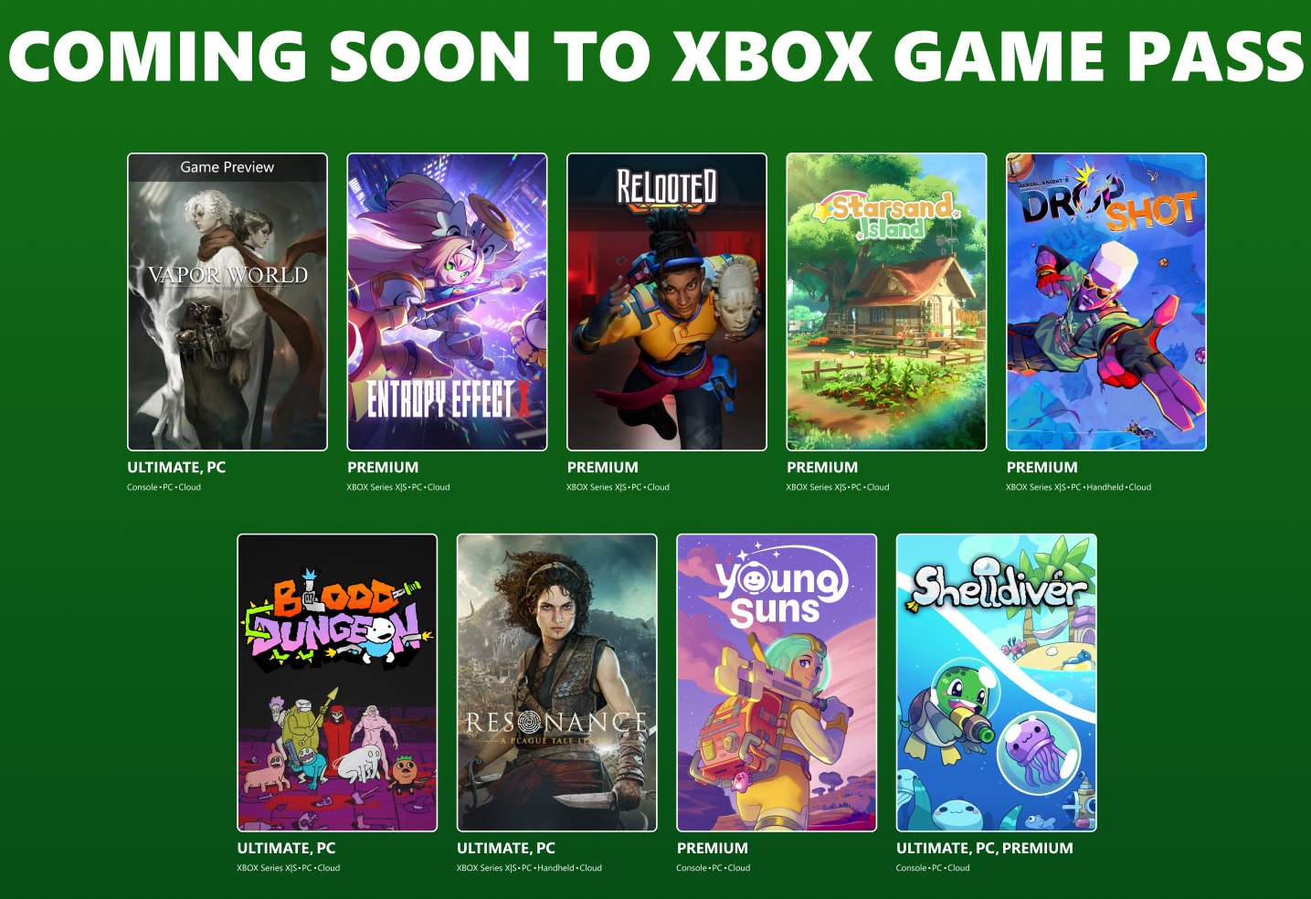 [Xbox Game Pass] Vapor World: Over the Mind, Starsand Island, Relooted, Shelldiver, Blood Dungeon, etc. rejoignent le catalogue