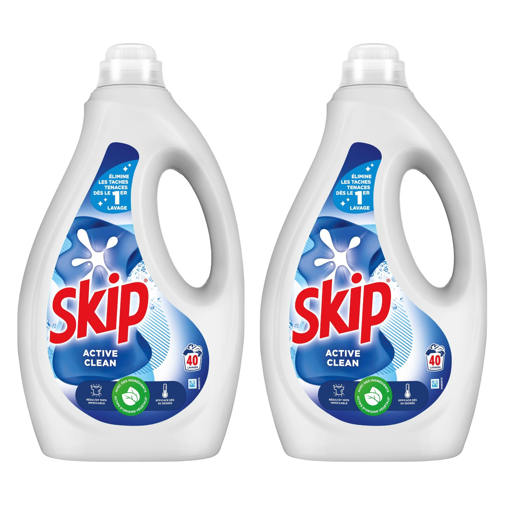 Lot de 2 Bidons d'1,68L de Lessive Liquide Skip Active Clean