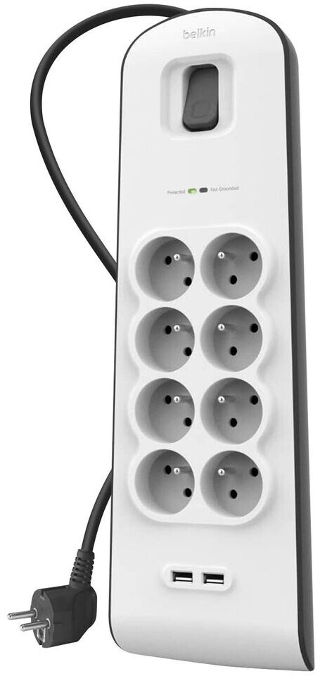 Multiprise Belkin - 8 Prises Parafoudres, avec 2 USB