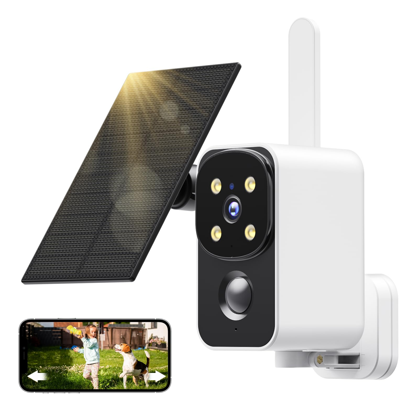 Caméra Surveillance Pesair 2k, Rotation à 180° avec Panneau Solaire, Vision Nocturne Couleur, PIR (via coupon - vendeur tiers)
