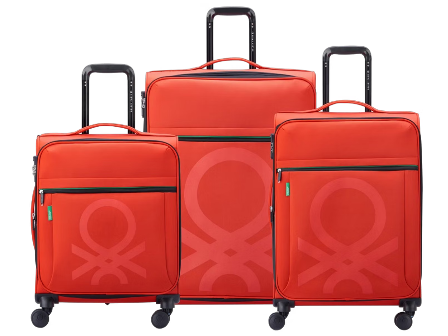 Lot de 3 Valises Delsey Color Block Trolley - avec Serrure TSA , Rouge ou Vert