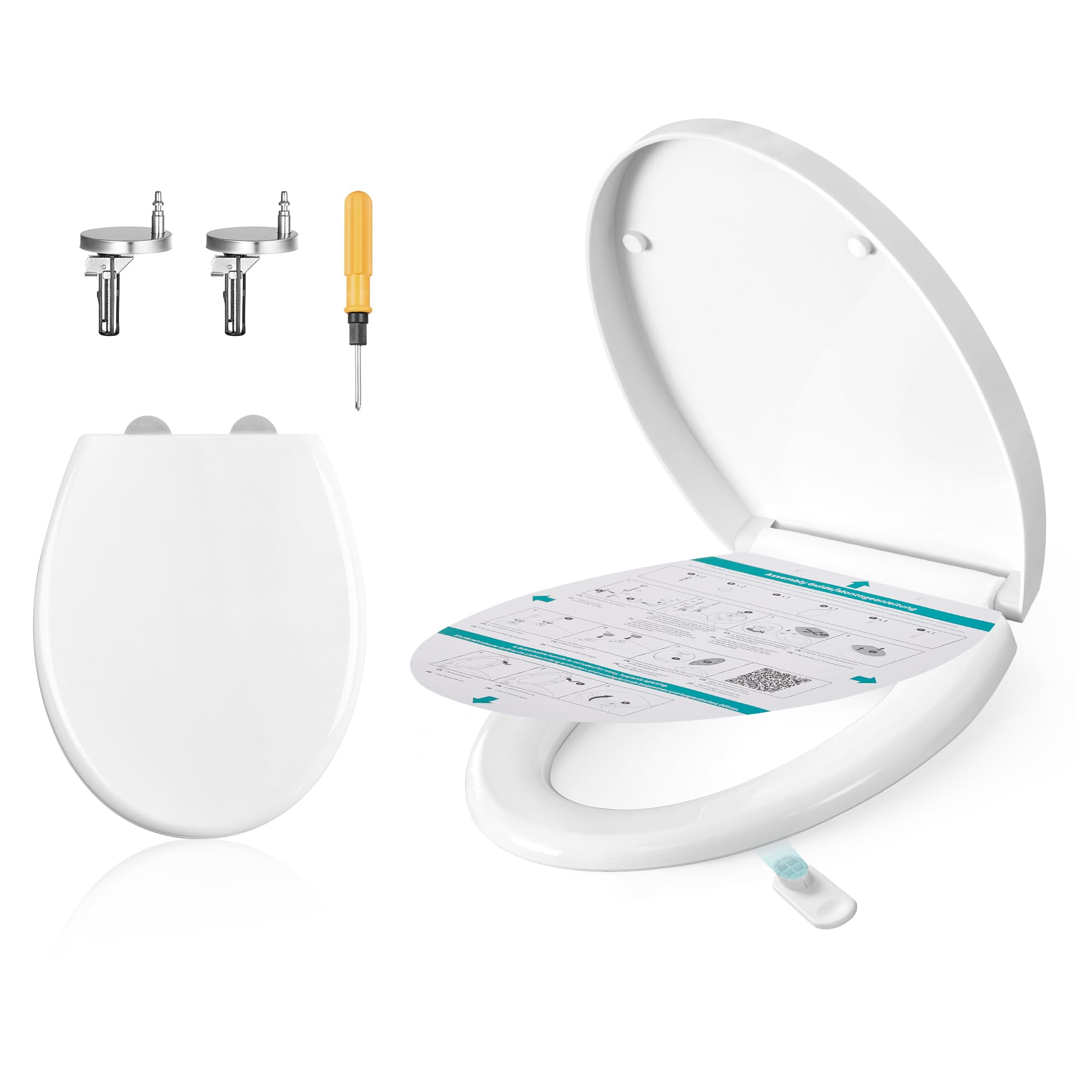 Abattant WC Softclose Songmics BTL001WZ01 - Frein de Chute, Clipsable, Universel, max 300 kg (Vendeur Songmics)