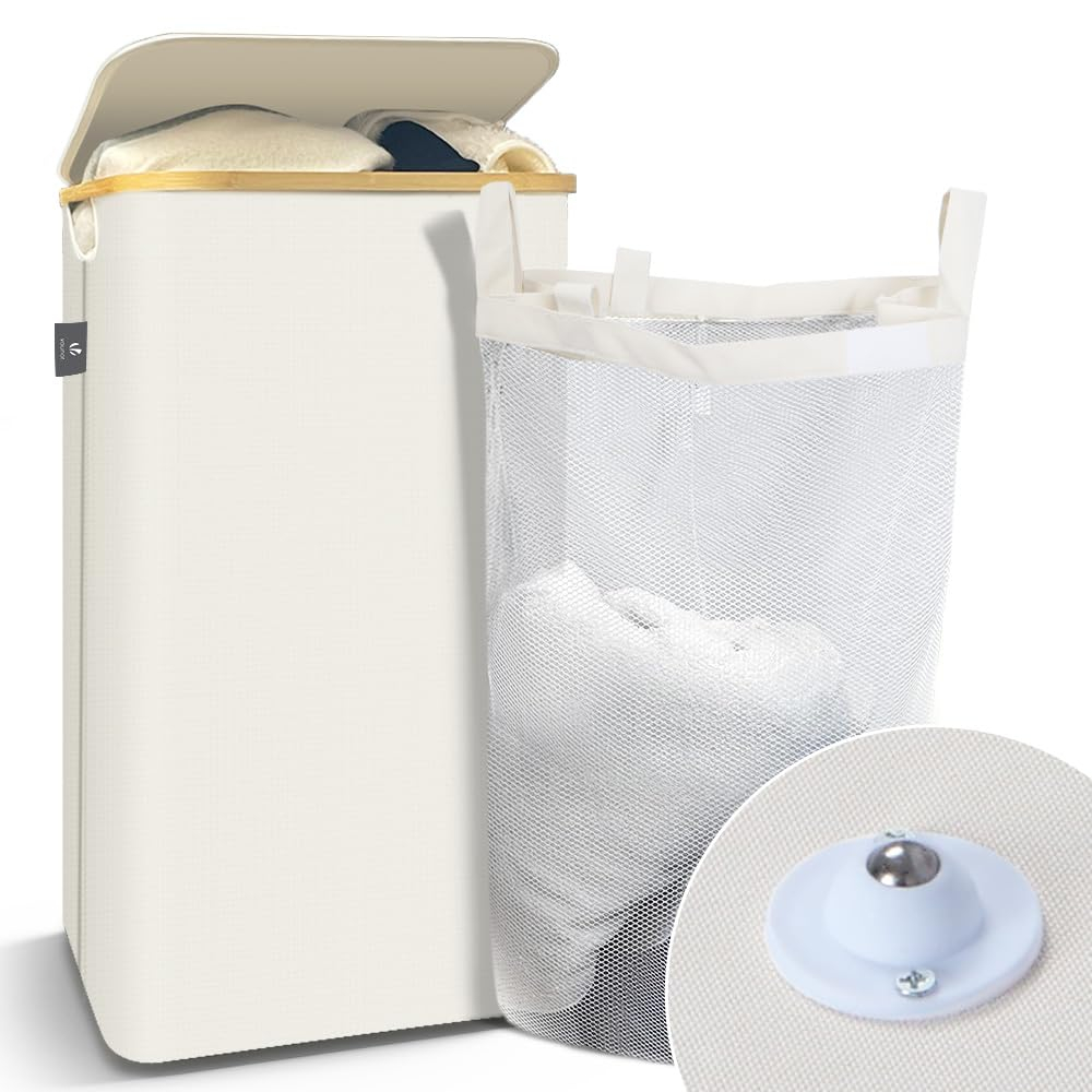 Panier à Linge Pliable Vounot - 100L, avec Roulettes