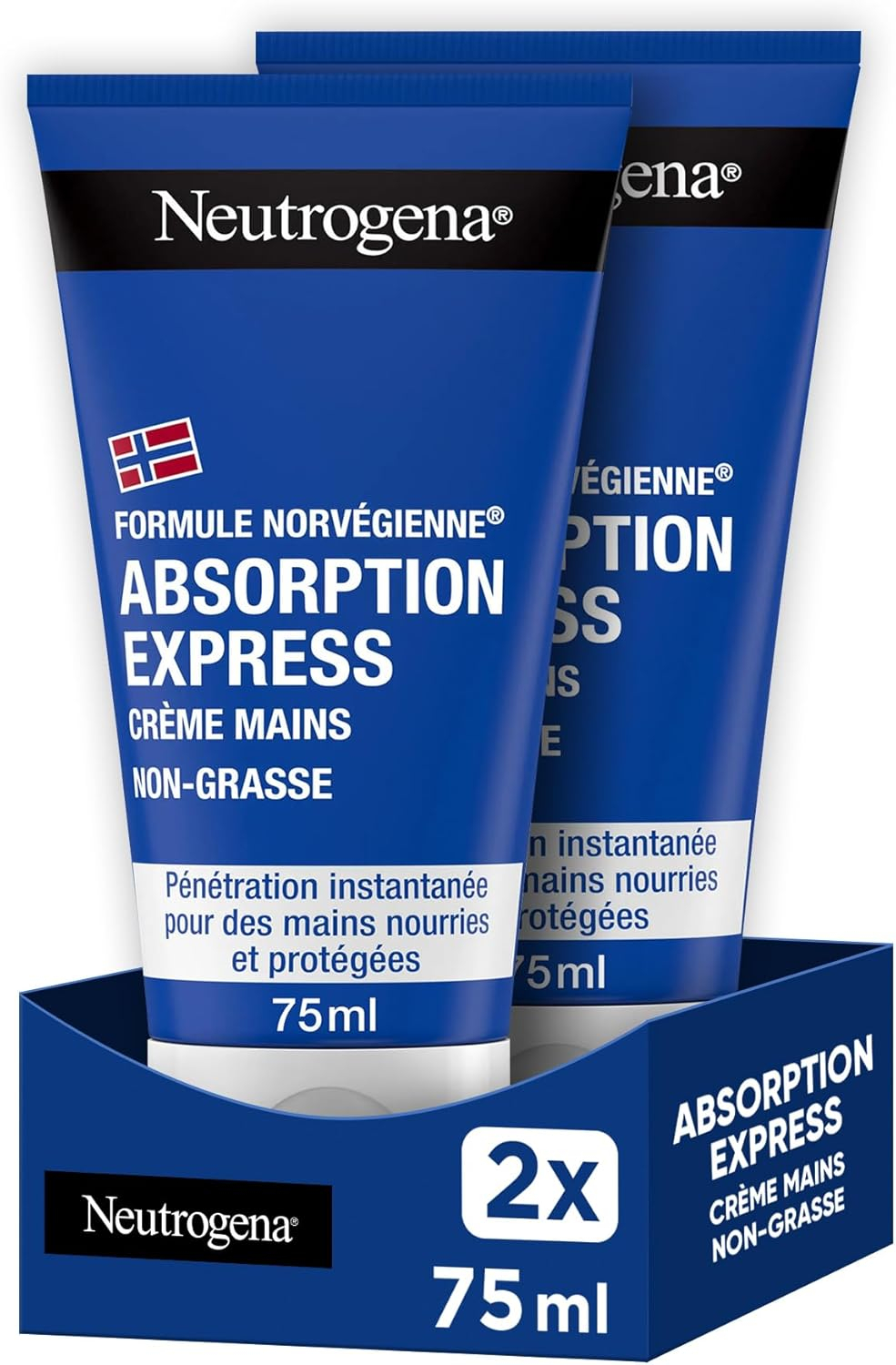 Lot de 2 Tubes de 75ml de Crèmes Mains Neutrogena Absorption Express Formule Norvégienne