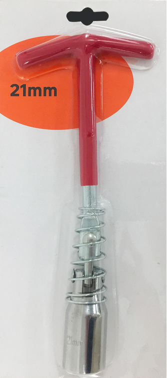 Clé à Bougie Courte - en Chrome Rouge, Diamètre 21mm (Sélection de magasins)
