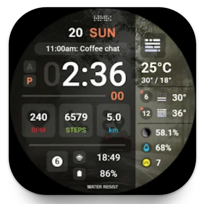 Cadran HMK WD001 Gratuit sur Wear OS (Dématérialisé)
