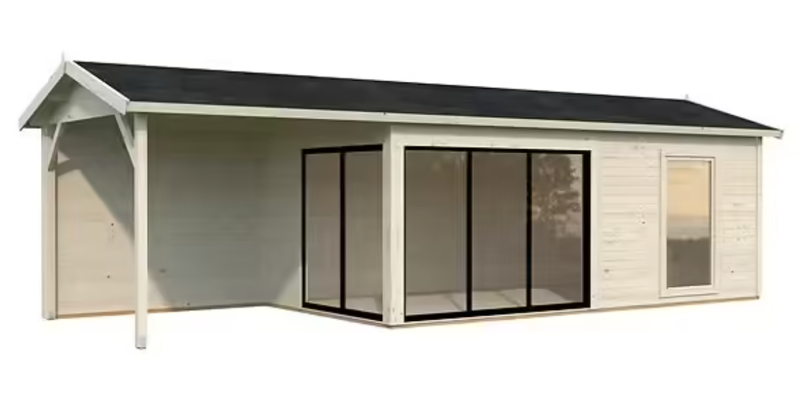 Studio de jardin en bois Palmako Amanda - Intérieur : 17,1 m² + Pergola 7,8m²