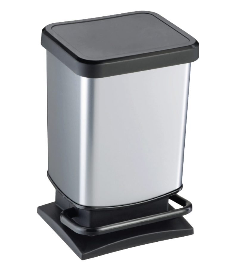 Poubelle de cuisine à pédale Delinia Simpla - 18 L, gris, rectangulaire