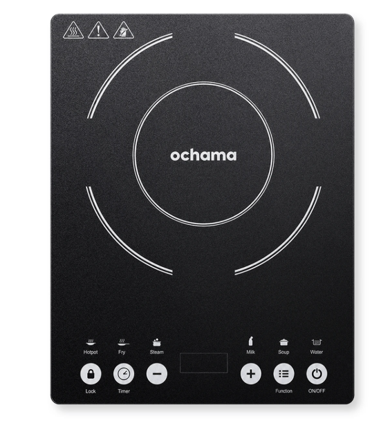 Plaque à induction Ochama - 2000 W, 10 niveaux de puissance et 6 fonctions