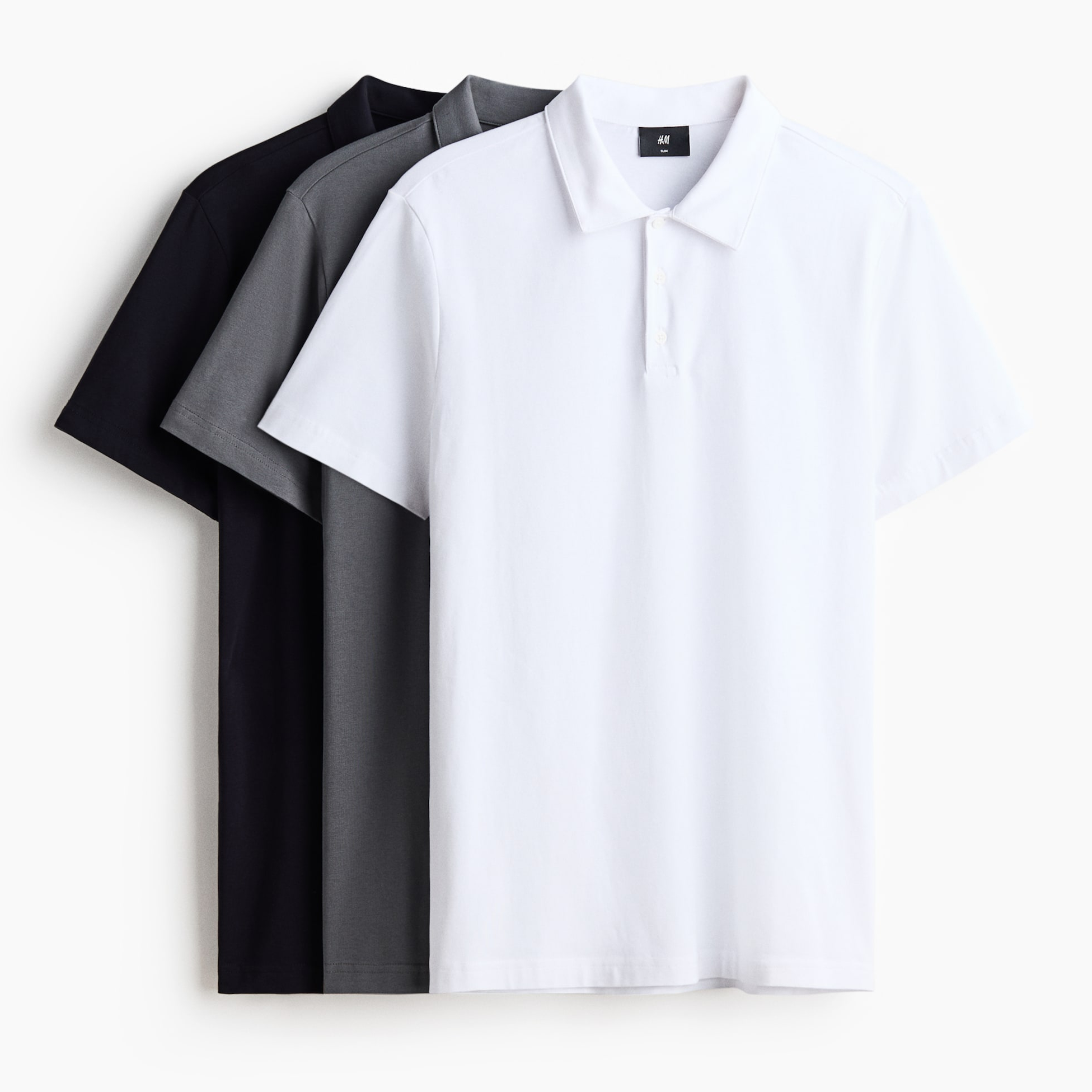 Lot de 3 Polos H&M Slim Fit - en Coton, Tailles du XS au XXL