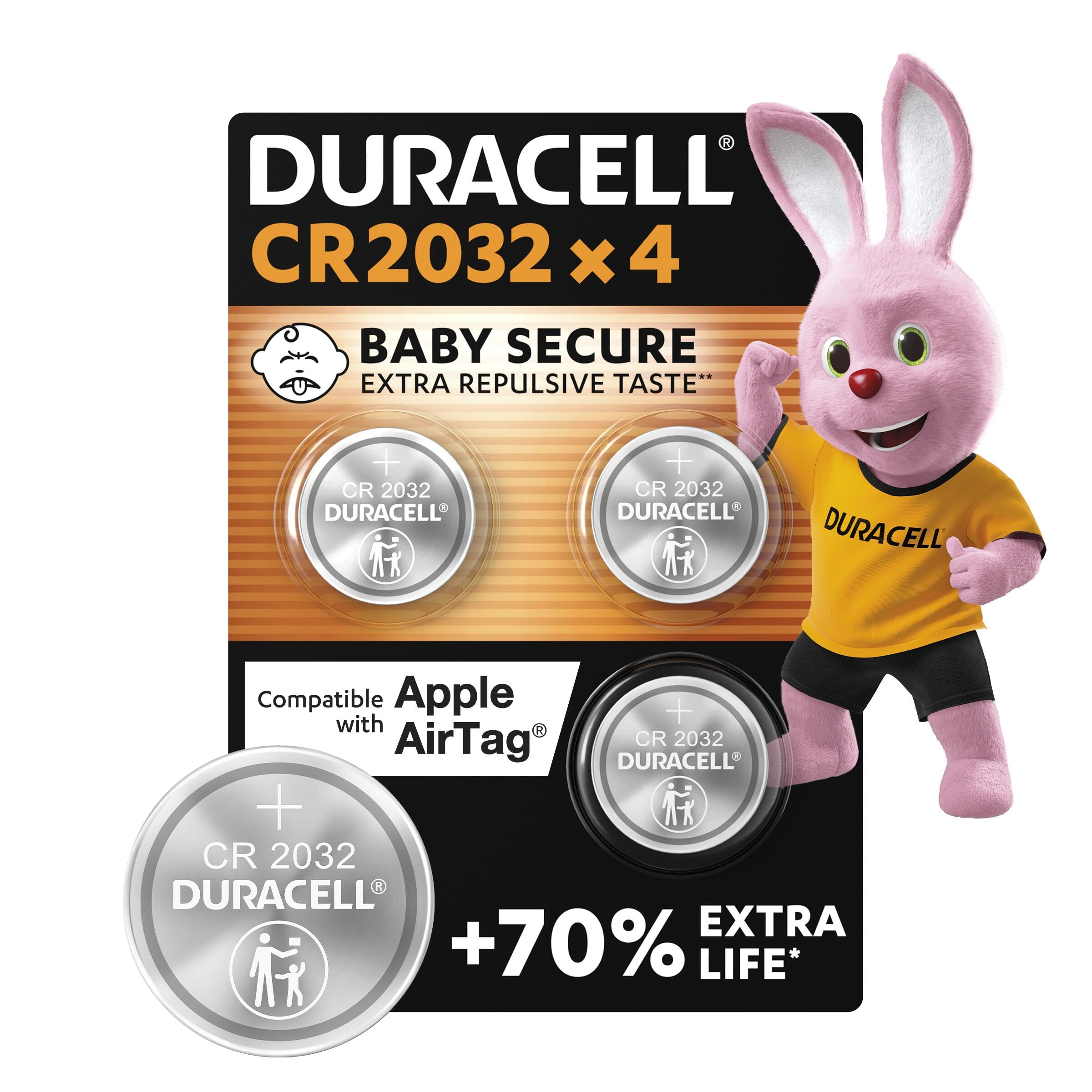 Lot de 4 Piles Boutons au Lithium Duracell 2032 3V