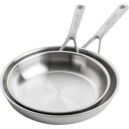 Lot de 2 poêles KitchenAid Multiply - inox 3PLY, 20 et 28 cm, tous feux induction