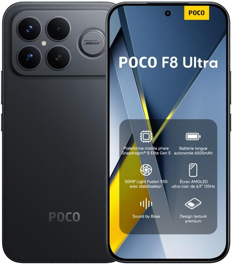 Smartphone 6,9" Xiaomi Poco F8 Ultra - RAM 12 Go, 256 Go, Noir