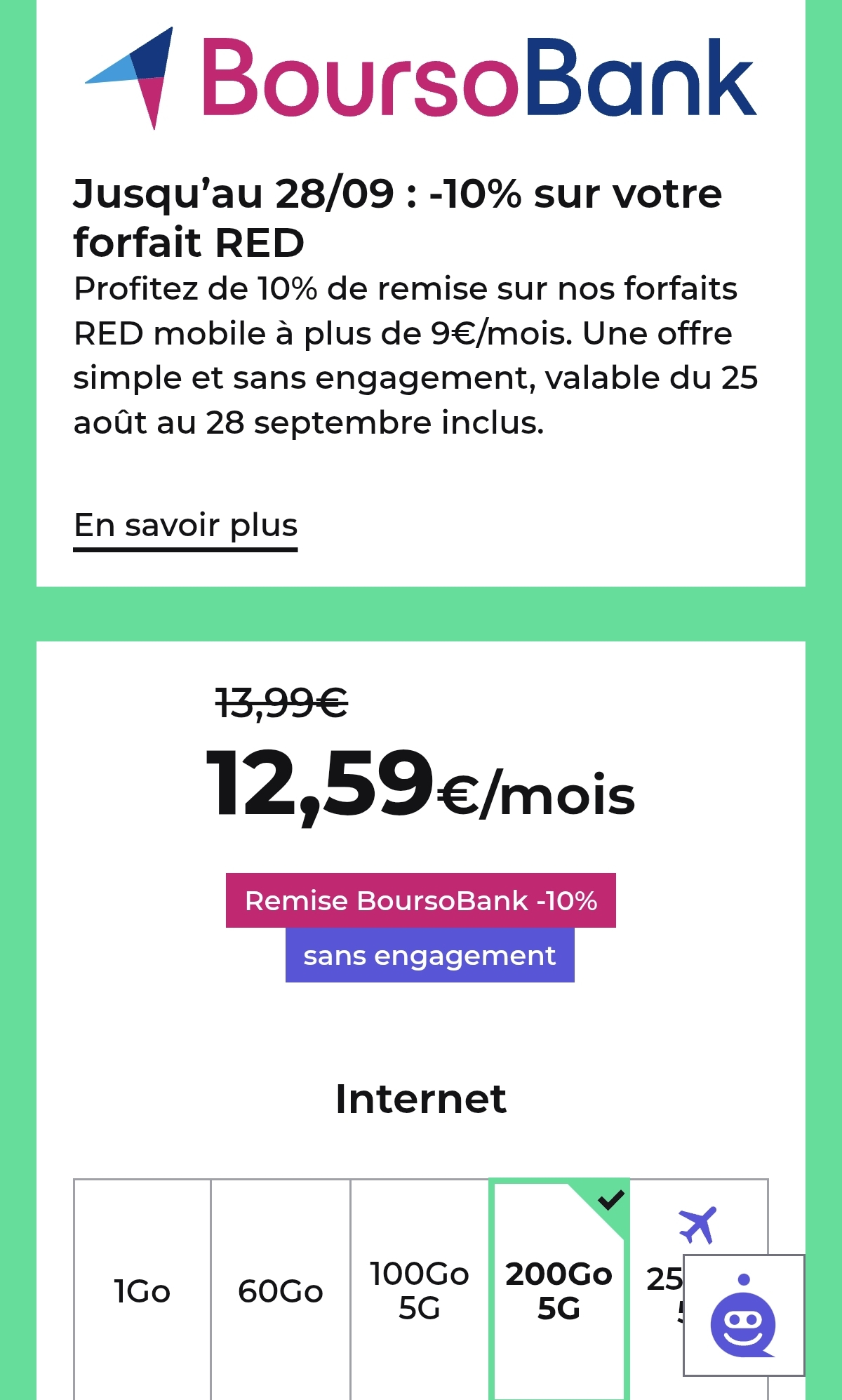 [The corner] 10% de réduction sur les forfait RED - Ex : Forfait sans engagement, 200 Go 5G, 38Go UE/DOM à 12,59€