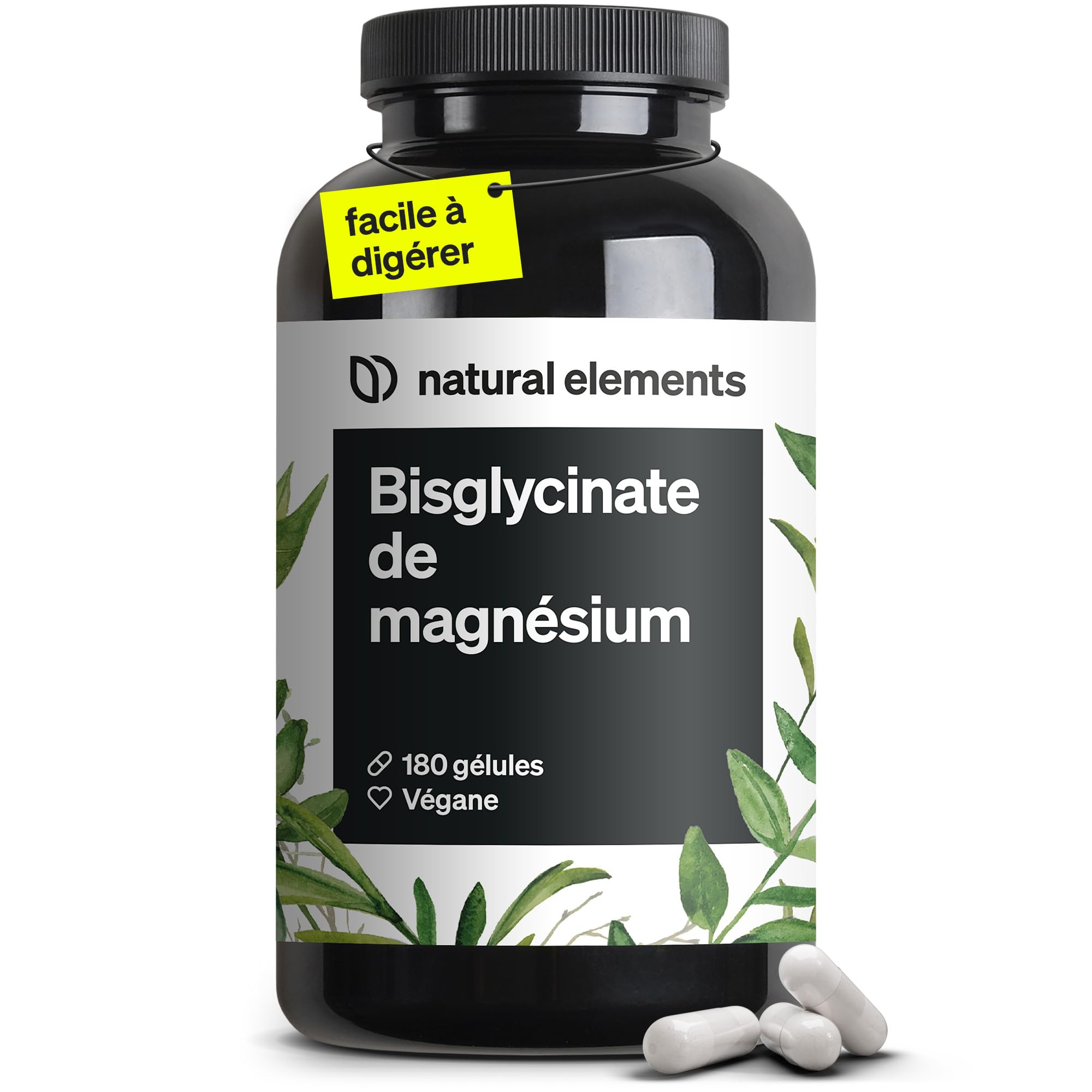 Magnésium Bisglycinate 180 gélules - 300 mg de magnésium élémentaire/dose journalière (vendeur tiers)