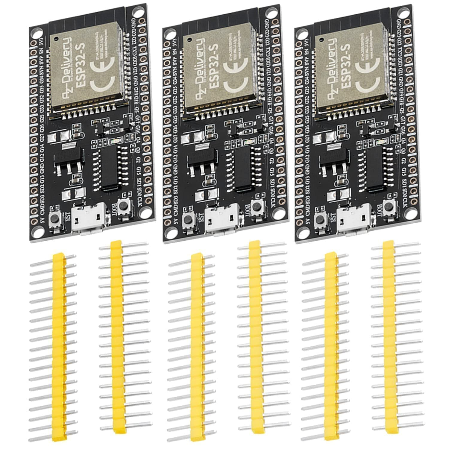 Lot de 3 composants AZDelivery ESP-32S Dev Kit C - non soudé / WiFi / CH340 (Vendeur tiers)