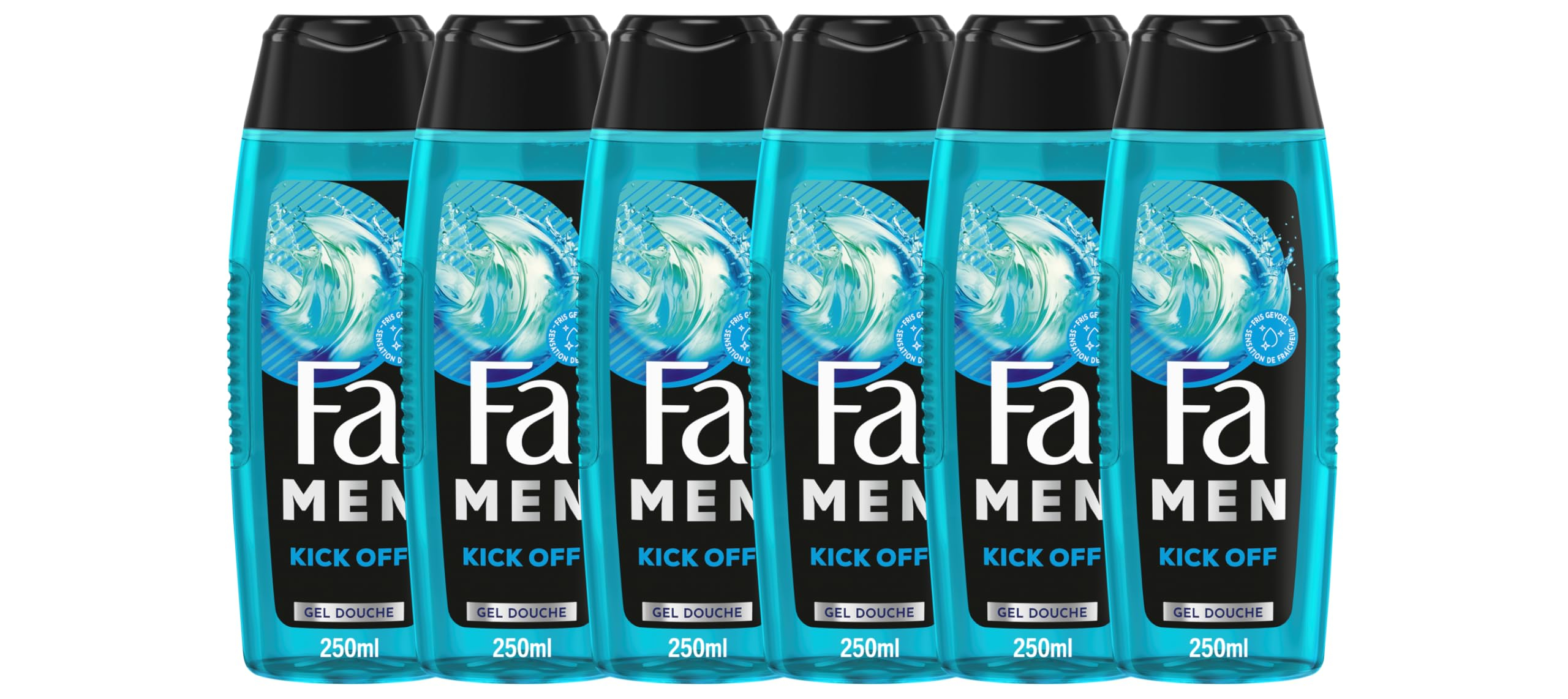 Lot de 6 gels douche 3 en 1 Fa Men Perfect Wave - 6 x 250 ml