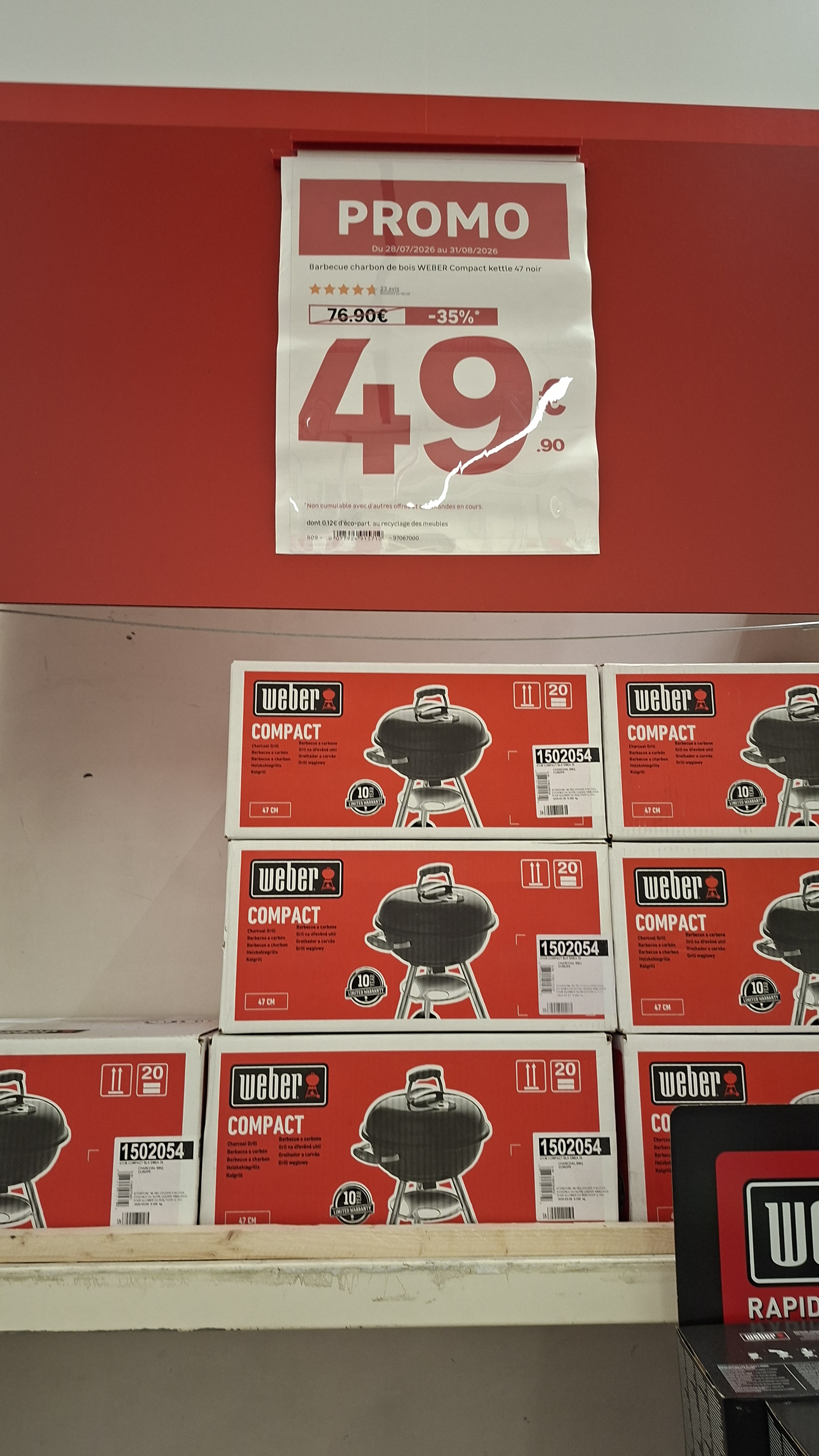 Sélection de produit en promotion BBQ Weber Ex : compact Kettle 47cm - Leroy Merlin de Bonneuil (94)