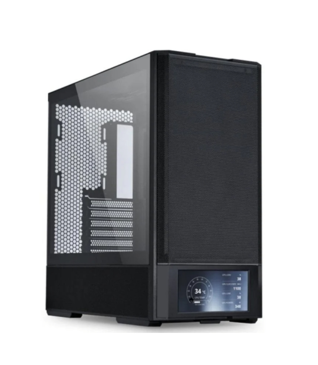 Boîtier PC Lian Li LAN207DX Midi Tower - Écran Intégré 6", Aluminium, Verre Trempé,Noir
