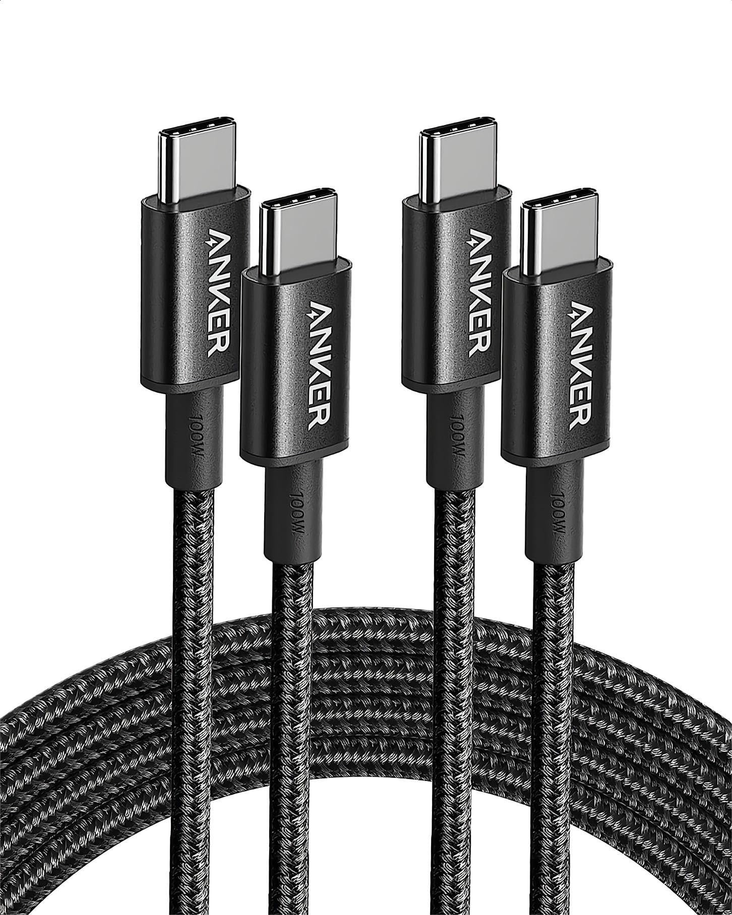 Lot de 2 câbles de charge Anker - 100 W, 2 x 1,8 mètres, USB C vers USB C (vendeur tiers)