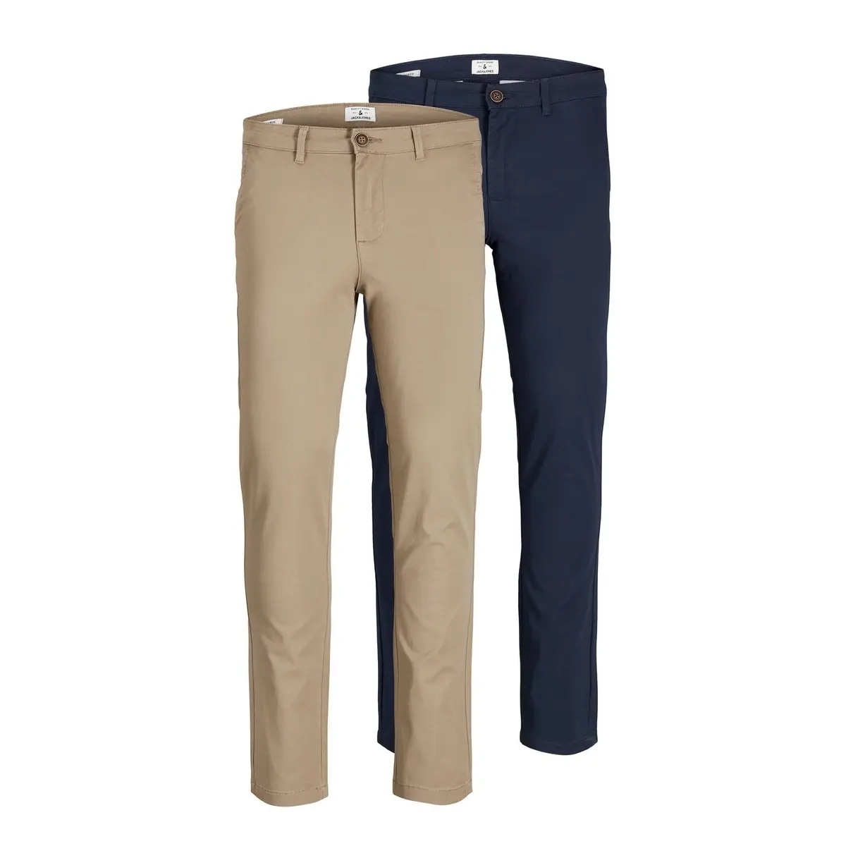 2 pantalons Jack & Jones Marco Dave - tissage uni, 98% coton, 2% élasthanne