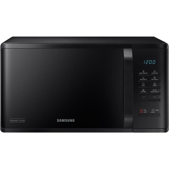 Micro-ondes Samsung MG23K3513AK - 23L, Gril, - 800W, plateau 28,8 cm, Cavité céramique émail, Noir