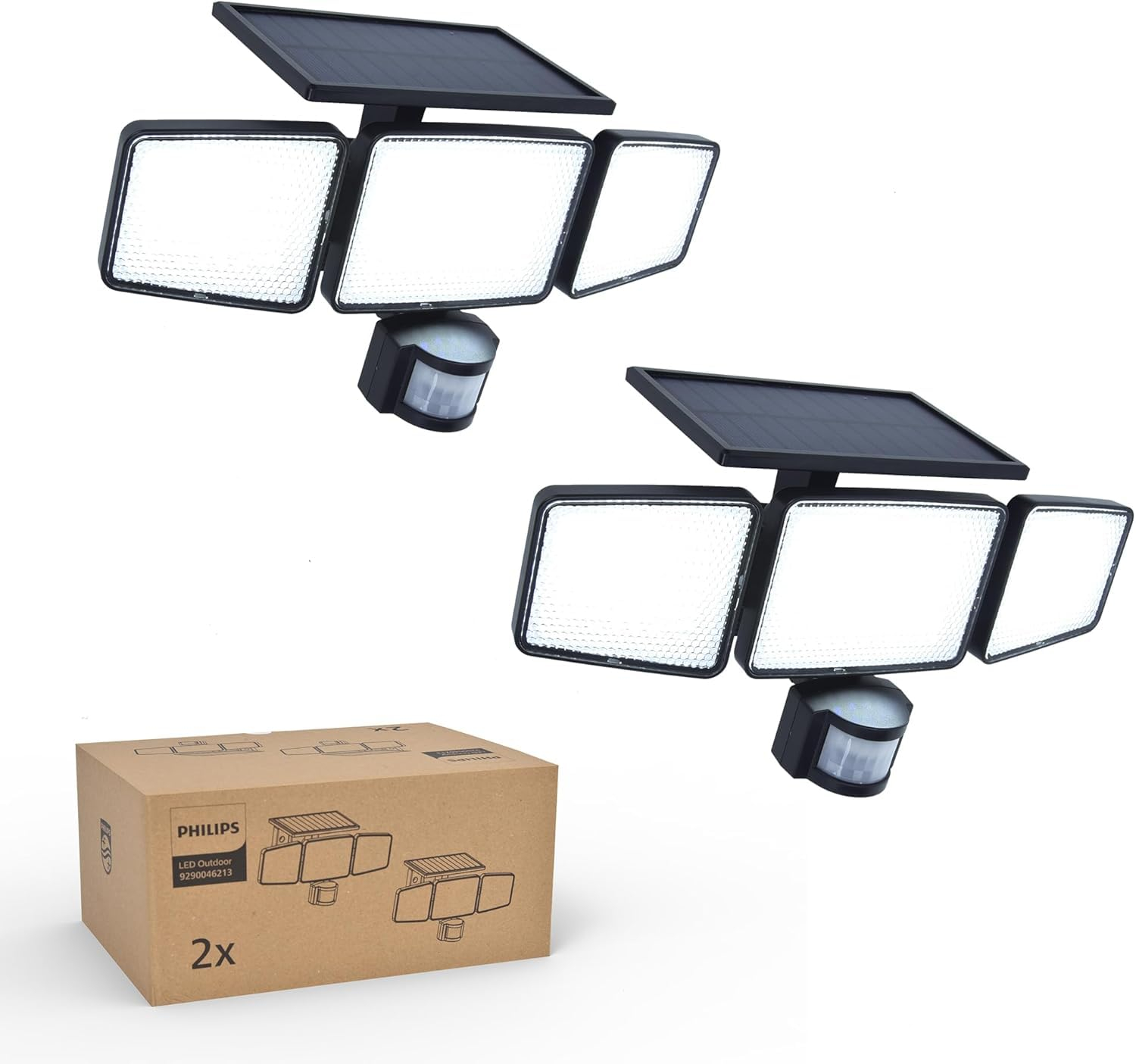 Lot de 2 Lampes Solaire Philips - Détecteur de Mouvement, 302 LED, 1200lm (vendeur tiers)