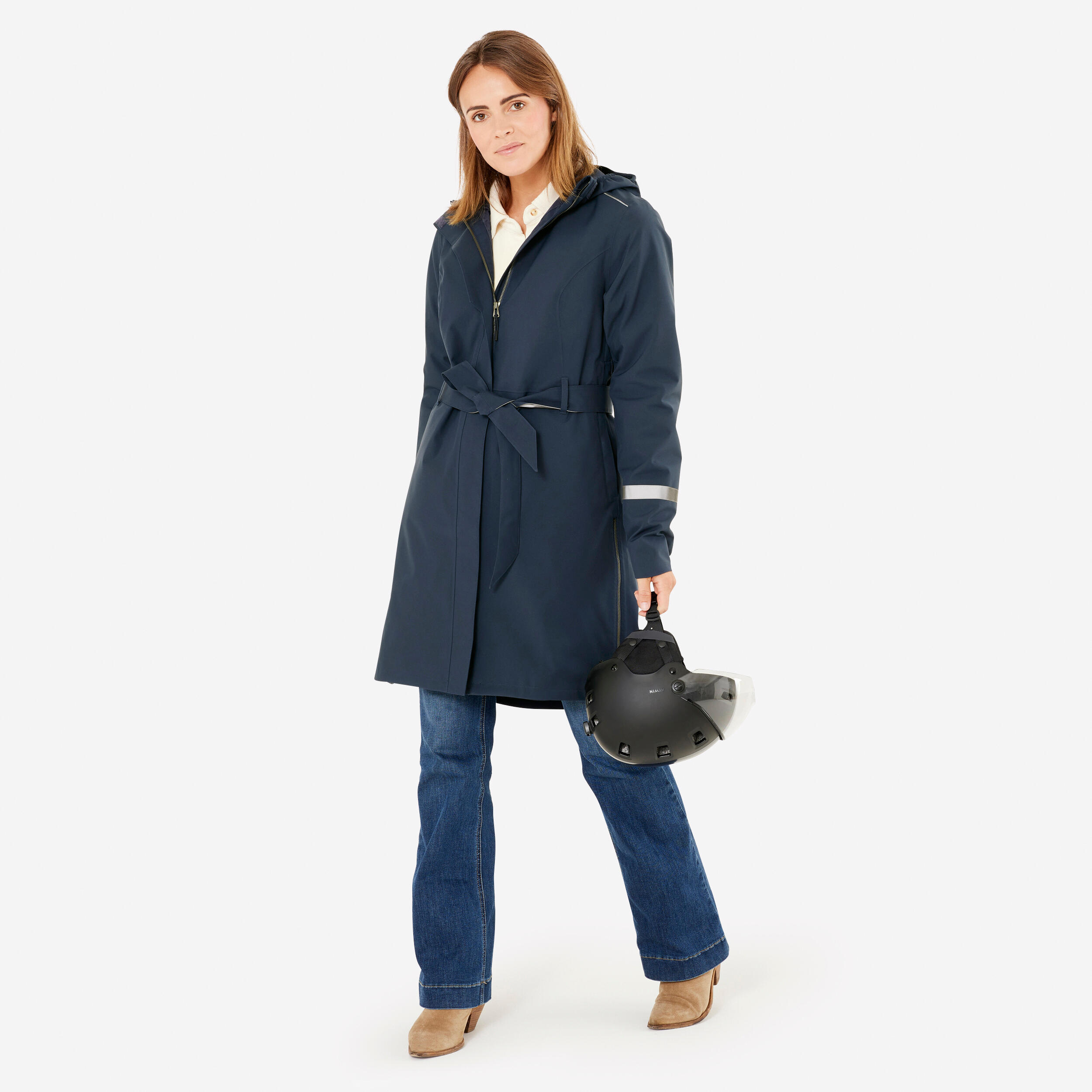 Trench imperméable avec capuche - bleu marine
