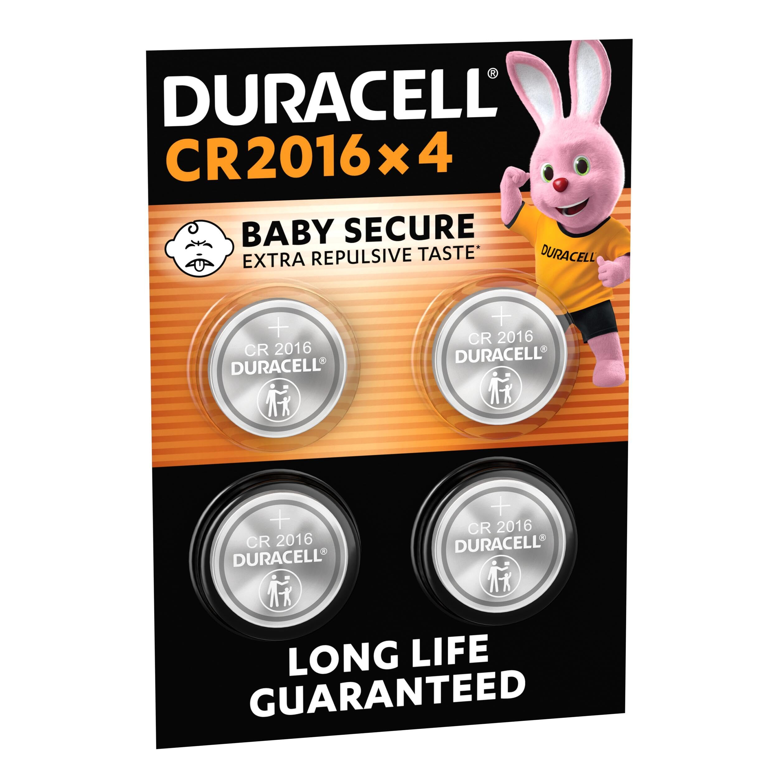 Lot de 4 piles boutons lithium Duracell CR2016