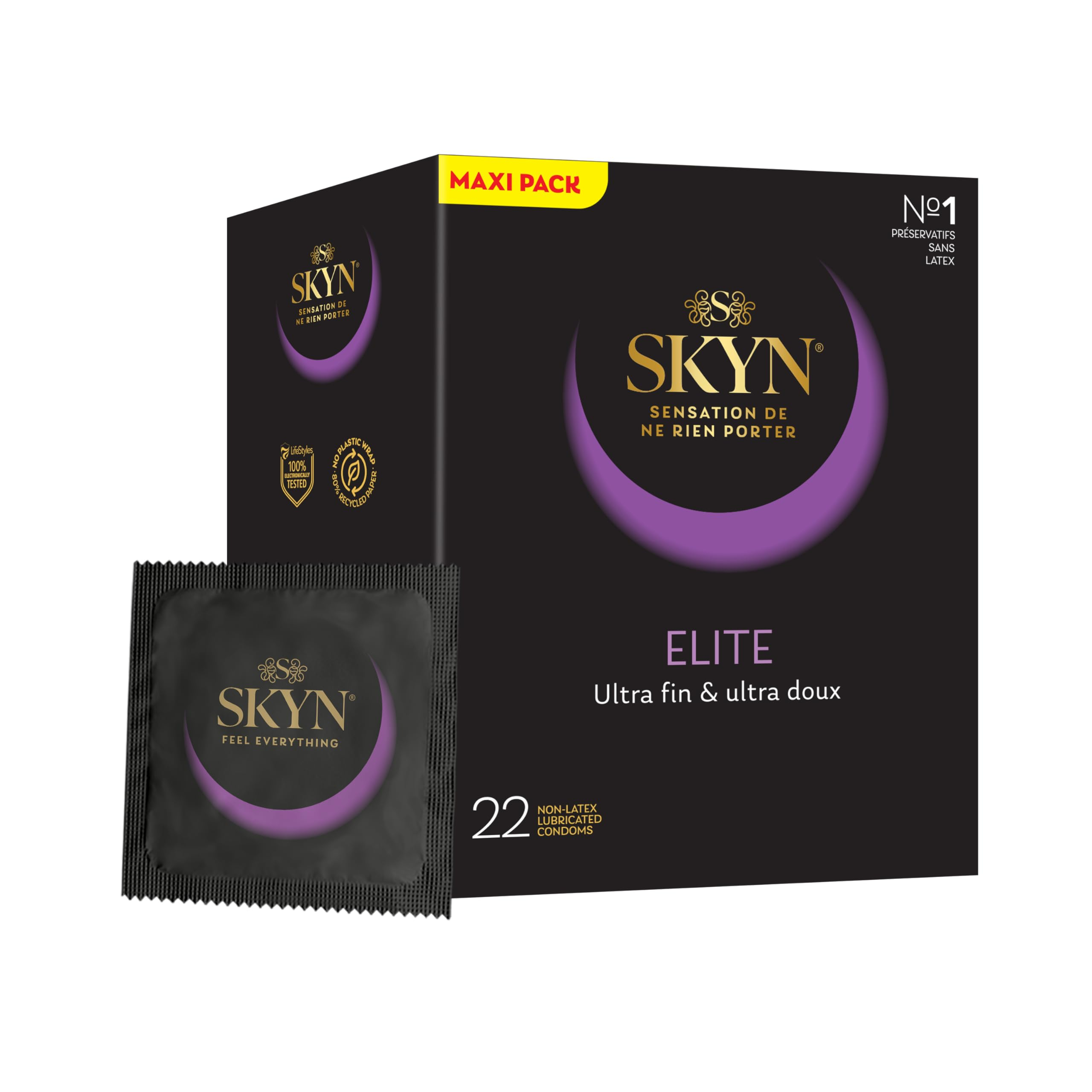 Boite de 22 Préservatifs Skyn Elite Ultra-fins et Doux de taille Régulière