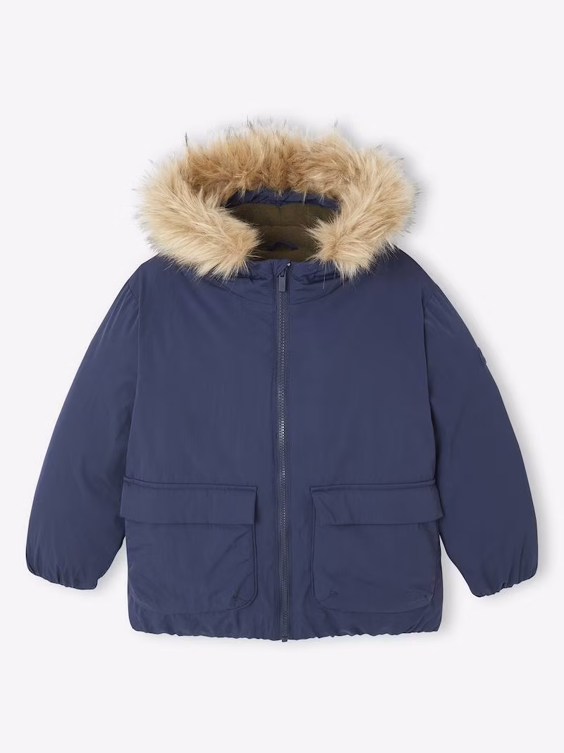 [Membres Club] Parka enfant à capuche doublée polaire - tailles du 3 au 14 ans, bleu marine