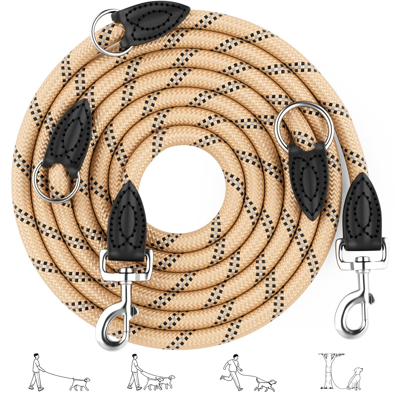Laisse Chien Aystkniet - 3m x 12 mm, Réglable 3 Points (Vendeur Tiers)