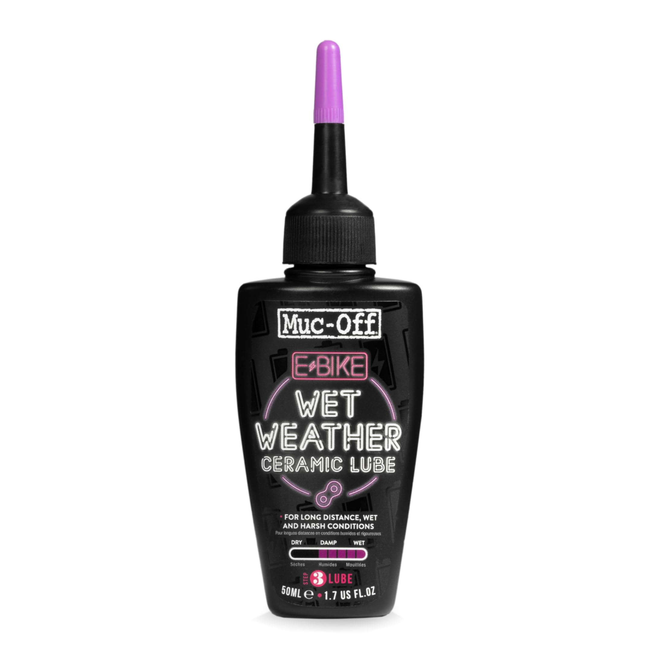 Lubrifiant Vélo Électrique Muc-Off - 50 ml, pour Chaine Vélo Électrique avec Colorant Traceur UV