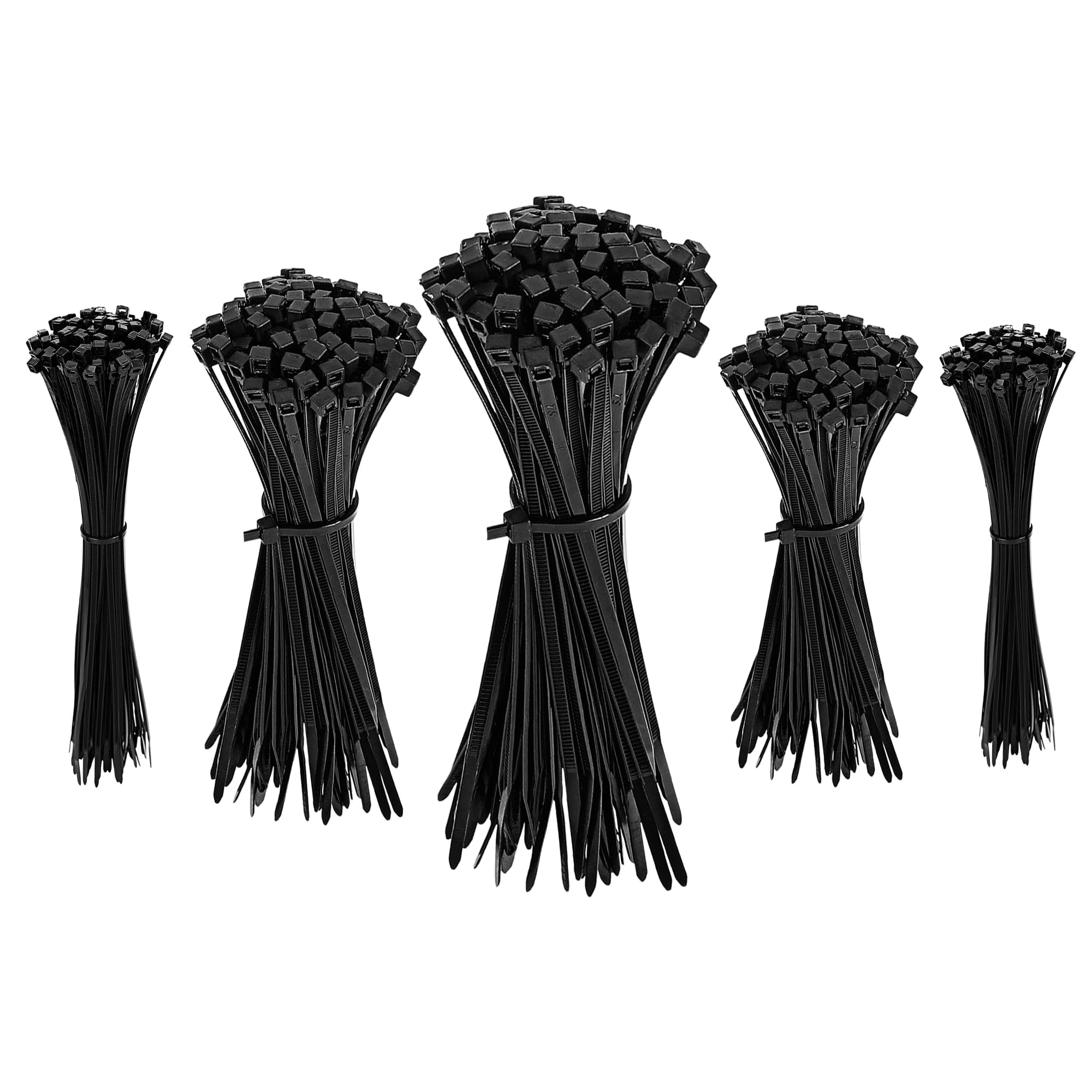 Lot de 500 Serre-câbles réglables Amazon Basics - colliers de serrage pour gestion des câbles, 100/120/150/200/300 mm, noir