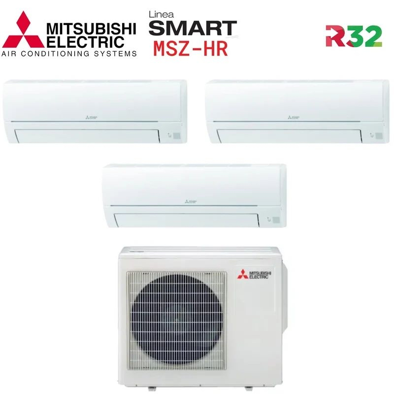 Climatiseur Tri-Split Mitsubishi Electric Smart HR 9000+9000+12000 BTU avec MXZ-3HA50VF - R32 - A++