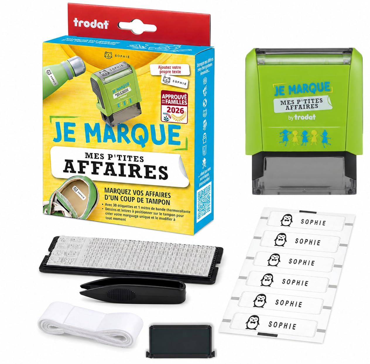 Kit tampon Trodat Je marque mes p'tites affaires - à personnaliser soi-même