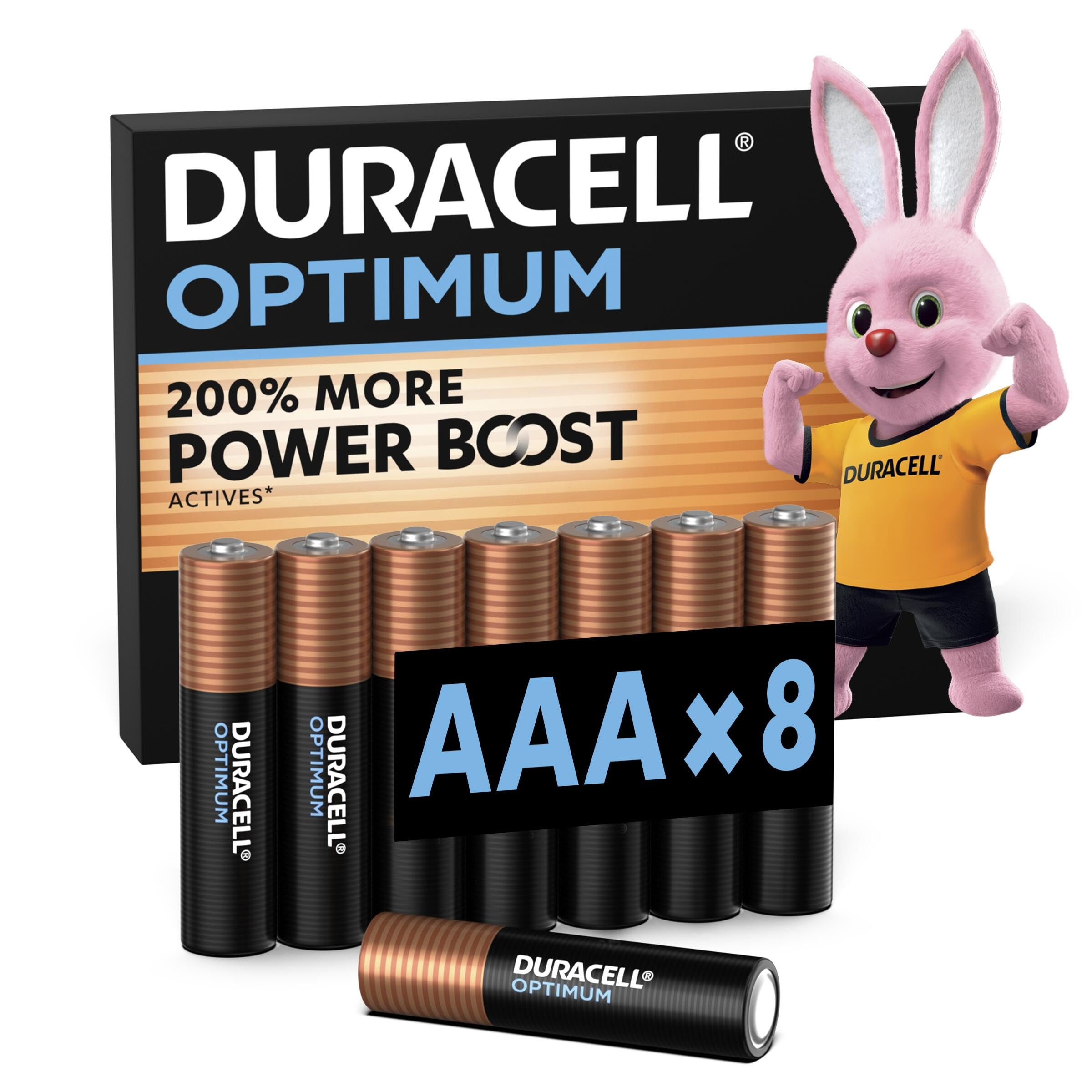 Lot de 8 Piles Duracell Optimum AAA Plus Alcalines +200% D'actifs Power Boost - 1.5V, LR03 (Via Prévoyez & Economisez)