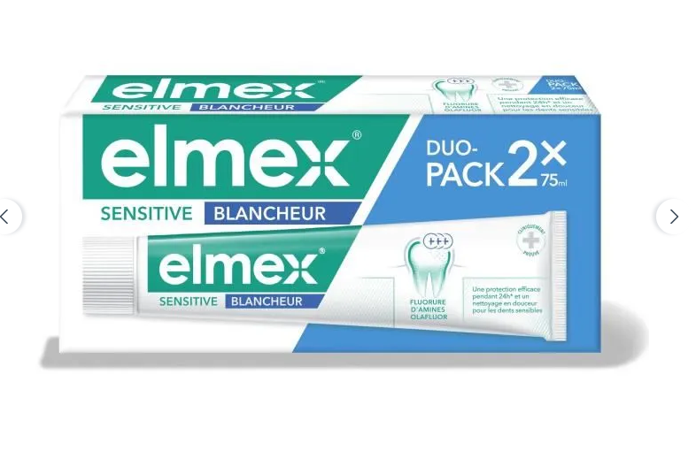 Lot de 2 Dentifrices Elmex Sensitive Blancheur Douce - Dents Sensibles, 2 x 75 ml (via prévoyez & économisez)