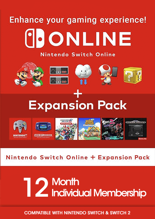 Abonnement de 12 mois au Nintendo Switch Online + Pack d'extensions (Dématérialisé)