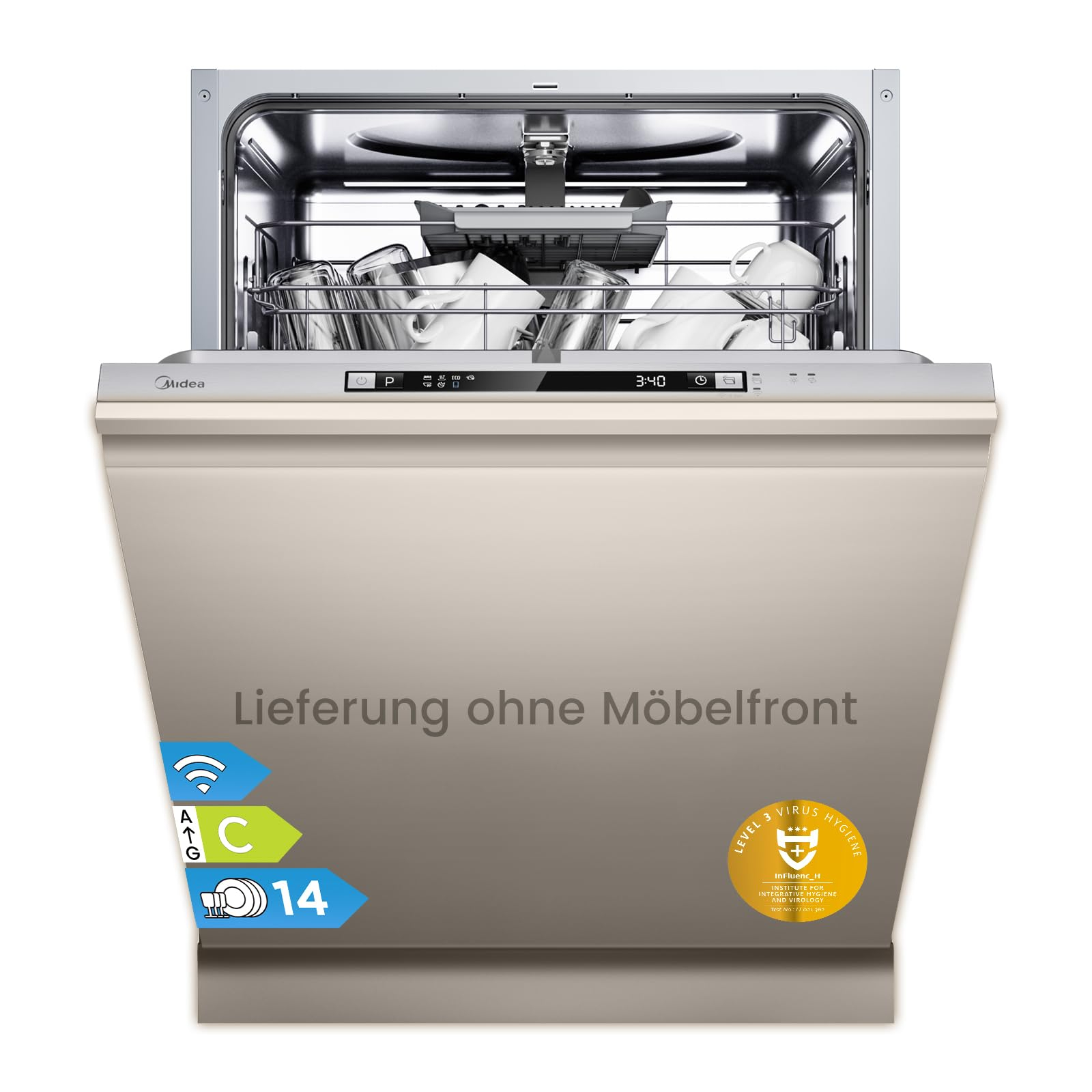 Lave vaisselle Intégré Midea SV 5.14K14C - 60 cm, encastrable, 8 programmes, Wifi