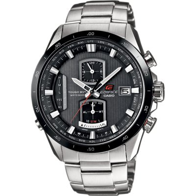 Montre Casio Edifice Wave Ceptor EQW-A1110DB-1A - Solaire Tough Solar, Radio-pilotée MultiBand 6, Acier Argent / Cadran Noir, 100m