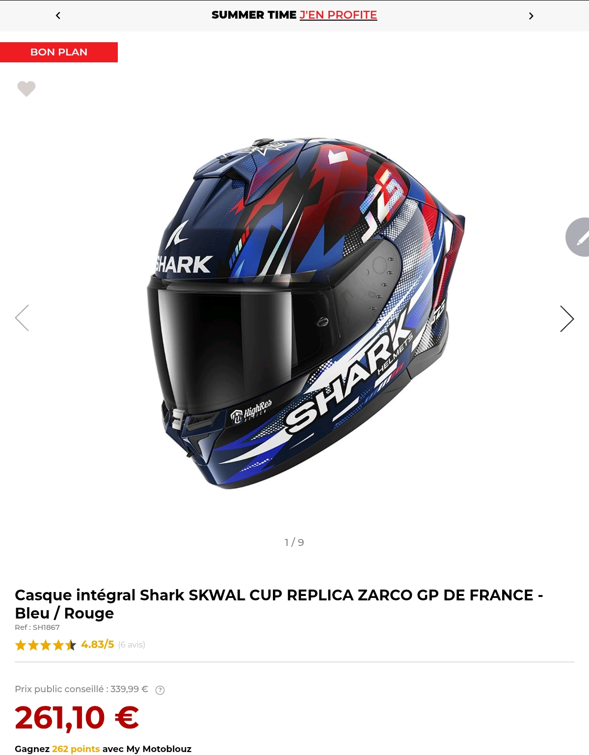 Casque intégral Shark SKWAL Cup Replica Zarco GP de France - Bleu / Rouge