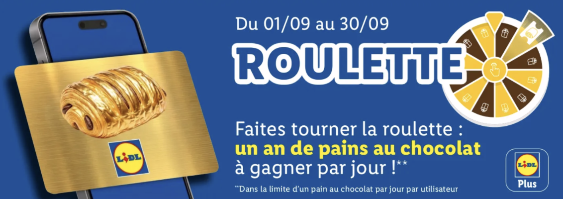 [Lidl+] Roulette 100% gagnante : 1 coupon à chaque passage en caisse du 1er au 30 septembre 2026