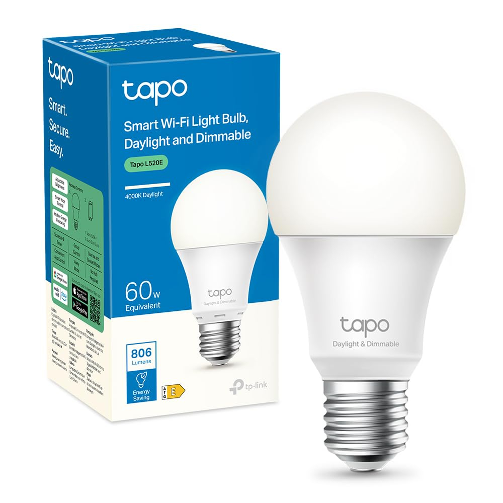 Ampoule Connectée Tapo - Alexa E27, Blanc Lumière du jour LED Dimmable L520E