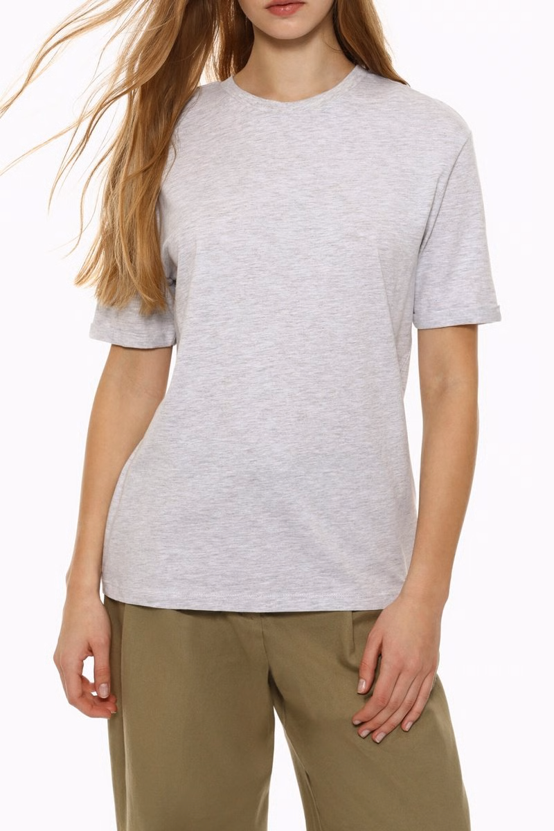 T-shirt Femme Bershka oversize, Gris chiné, Plusieurs tailles disponibles
