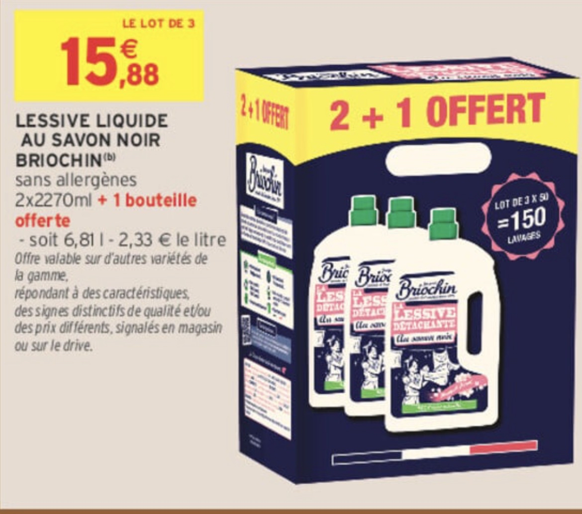 Lot de 3 Lessives liquide au savon noir briochin