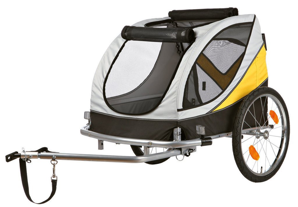 Remorque Roulotte de Vélo pour chien Trixie - Gris/Noir/Jaune