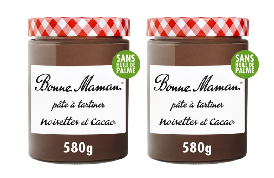 Lot de 2 pots de 580g de pâte à tartiner noisettes et cacao sans huile Bonne Maman, pot (6.59€/kg) (Sélection de magasins)