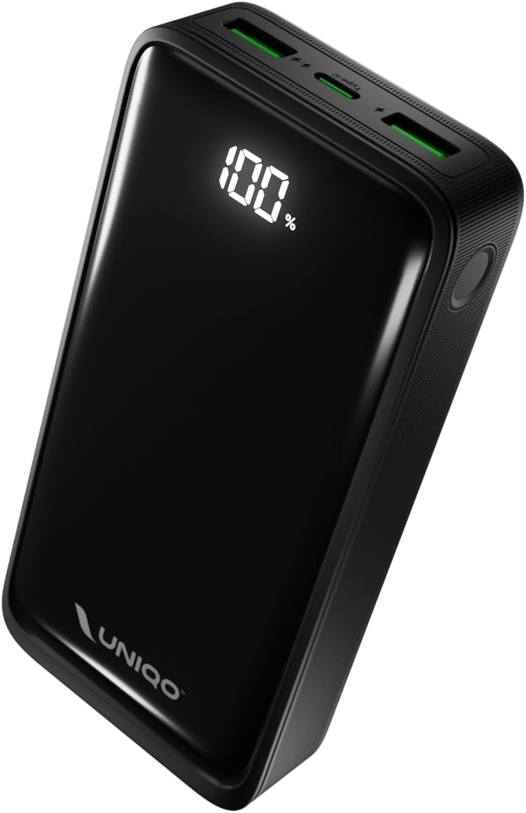 Batterie Uniqo Power LCD 20K - 22,5W Power Delivery, PD 3.0 PPS, PowerBank 20000mAh, Ecran LCD, USB C, USB A, Noir