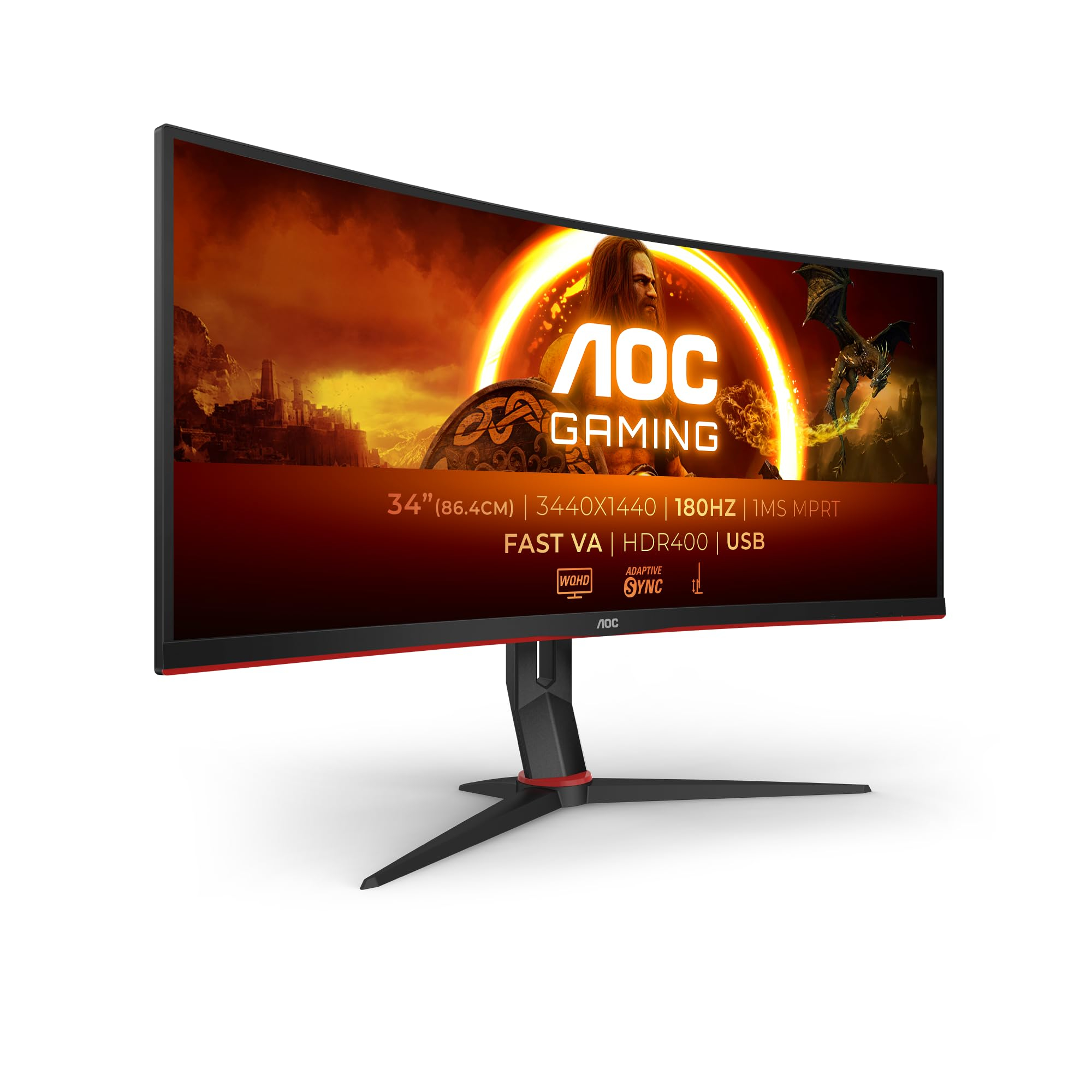 Ecran PC 34" AOC CU34G2XPD/BK - Incurvé, 3440x1440